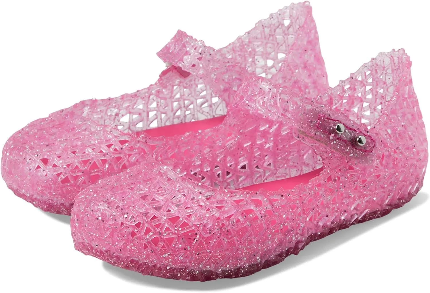 mini melissa Campana Papel BB Toddler Shoes  Synthetic Construction  Cushioned Footbed  Round Toe Pink Glitter 1 11 Little Kid M