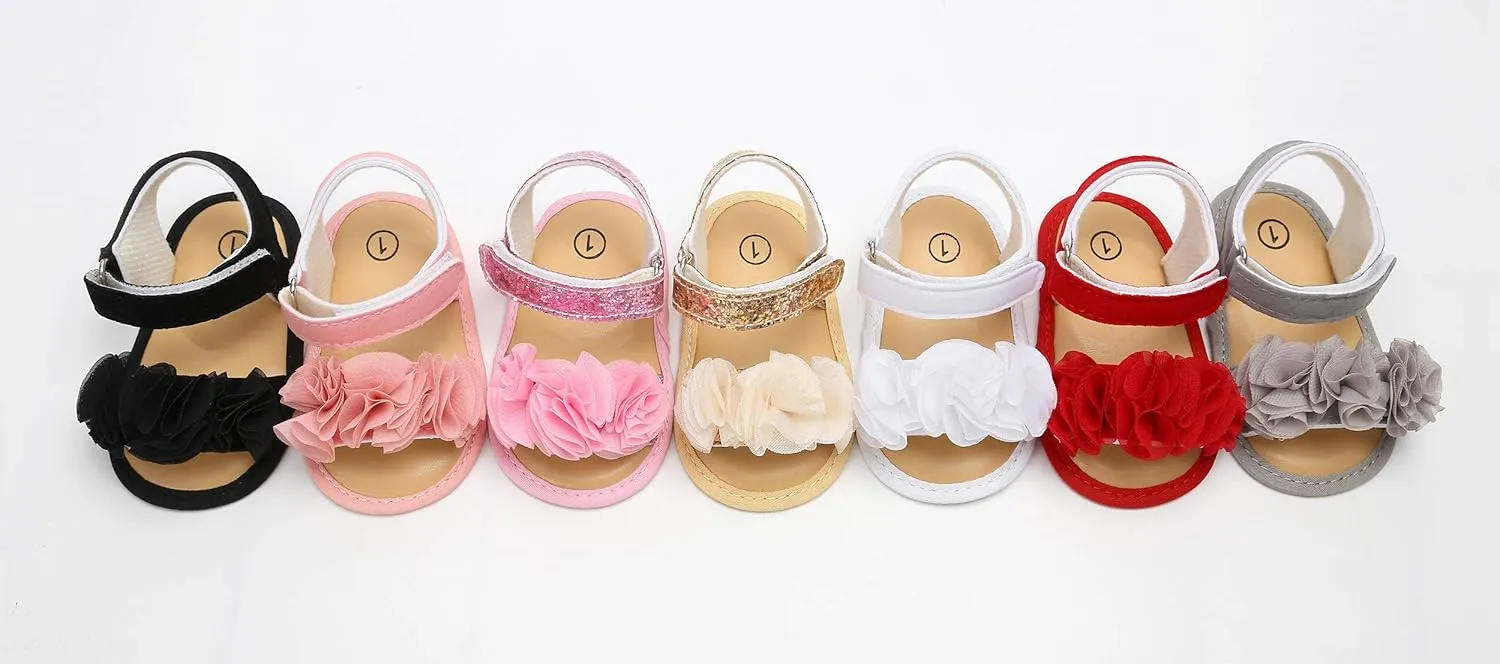 myppgg Baby Girls Summer Sandals Non-Slip Soft Sole Infant Slippers Floral Princess Dress Toddler First Walkers Shoes