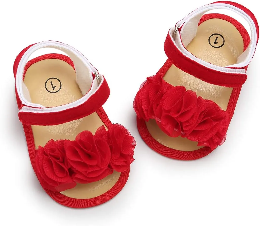 myppgg Baby Girls Summer Sandals Non-Slip Soft Sole Infant Slippers Floral Princess Dress Toddler First Walkers Shoes