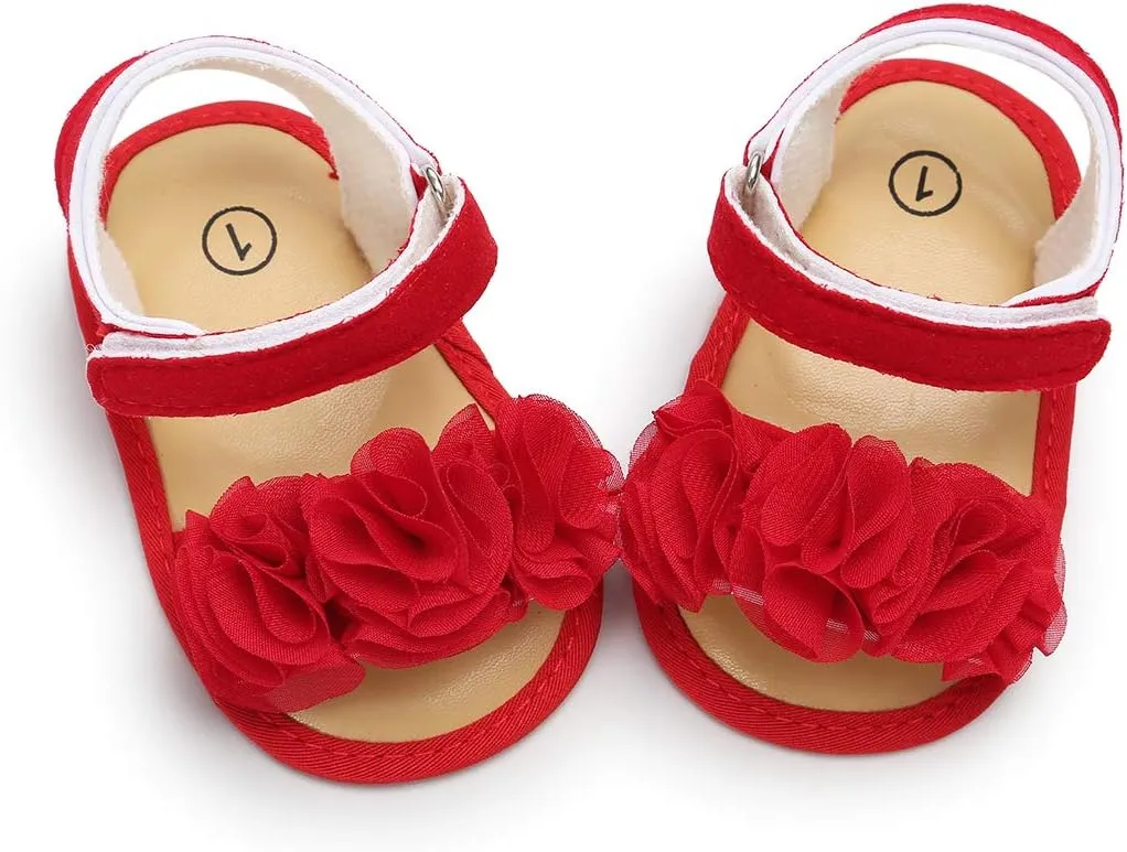 myppgg Baby Girls Summer Sandals Non-Slip Soft Sole Infant Slippers Floral Princess Dress Toddler First Walkers Shoes