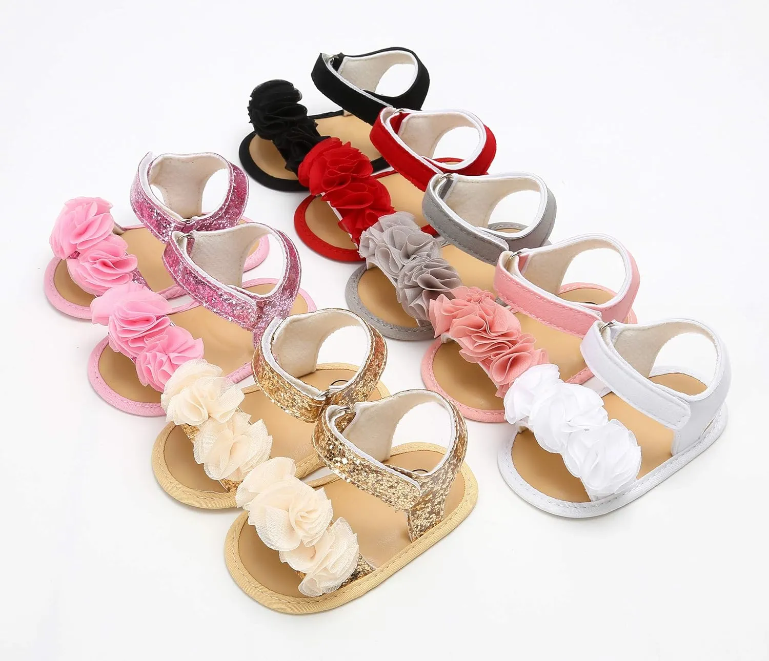 myppgg Baby Girls Summer Sandals Non-Slip Soft Sole Infant Slippers Floral Princess Dress Toddler First Walkers Shoes