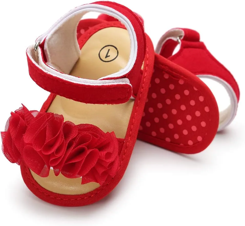 myppgg Baby Girls Summer Sandals Non-Slip Soft Sole Infant Slippers Floral Princess Dress Toddler First Walkers Shoes