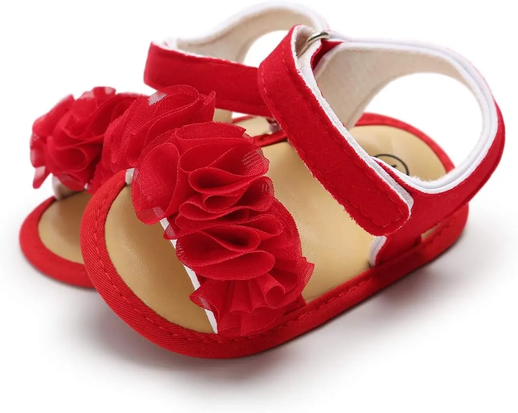 myppgg Baby Girls Summer Sandals Non-Slip Soft Sole Infant Slippers Floral Princess Dress Toddler First Walkers Shoes