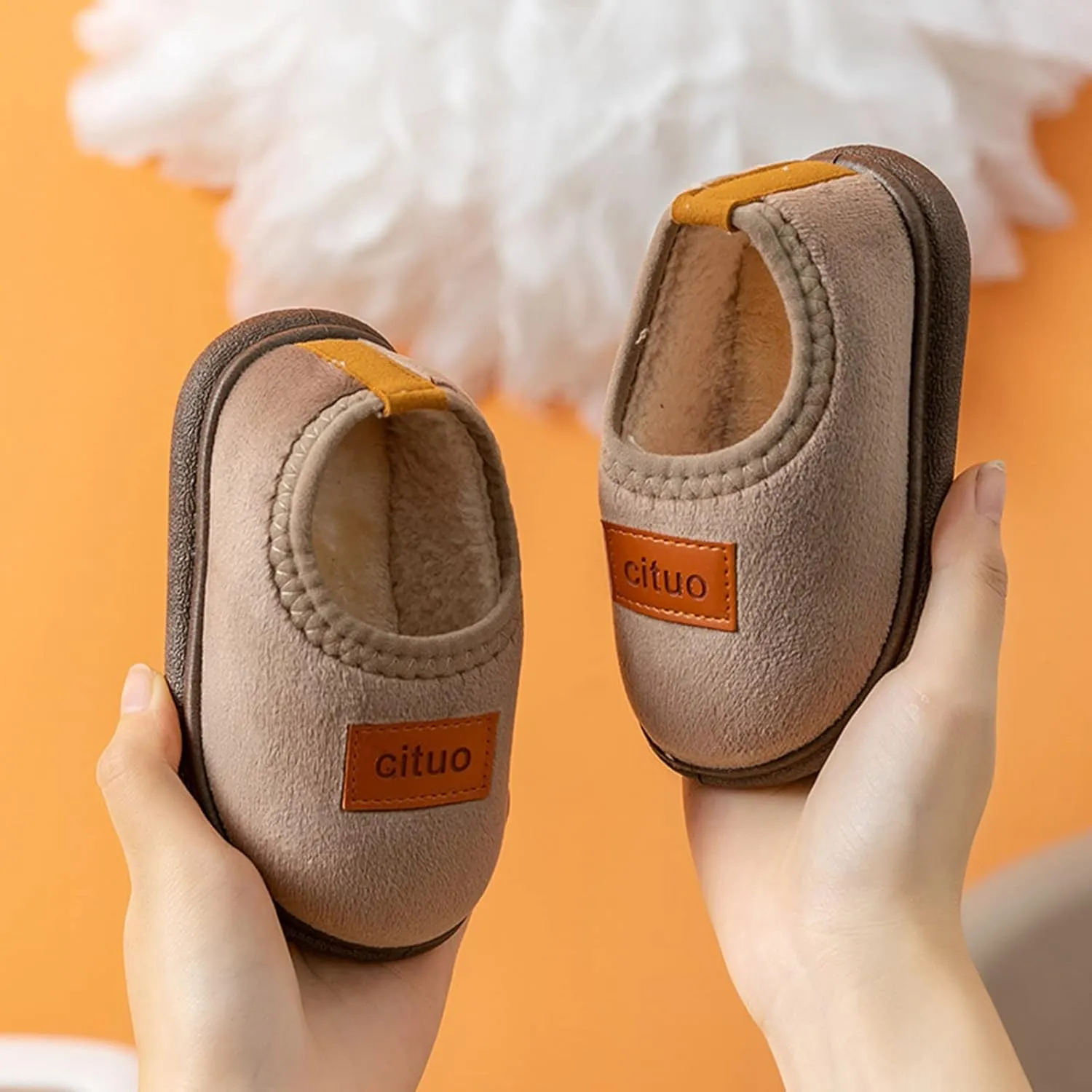 New Born Boy Shoes Childrens Girl Cotton Shoes Solid Color Fashion Soft Sole Winter Warm Indoor Non Slip Cotton Shoes Organic Fleece Baby