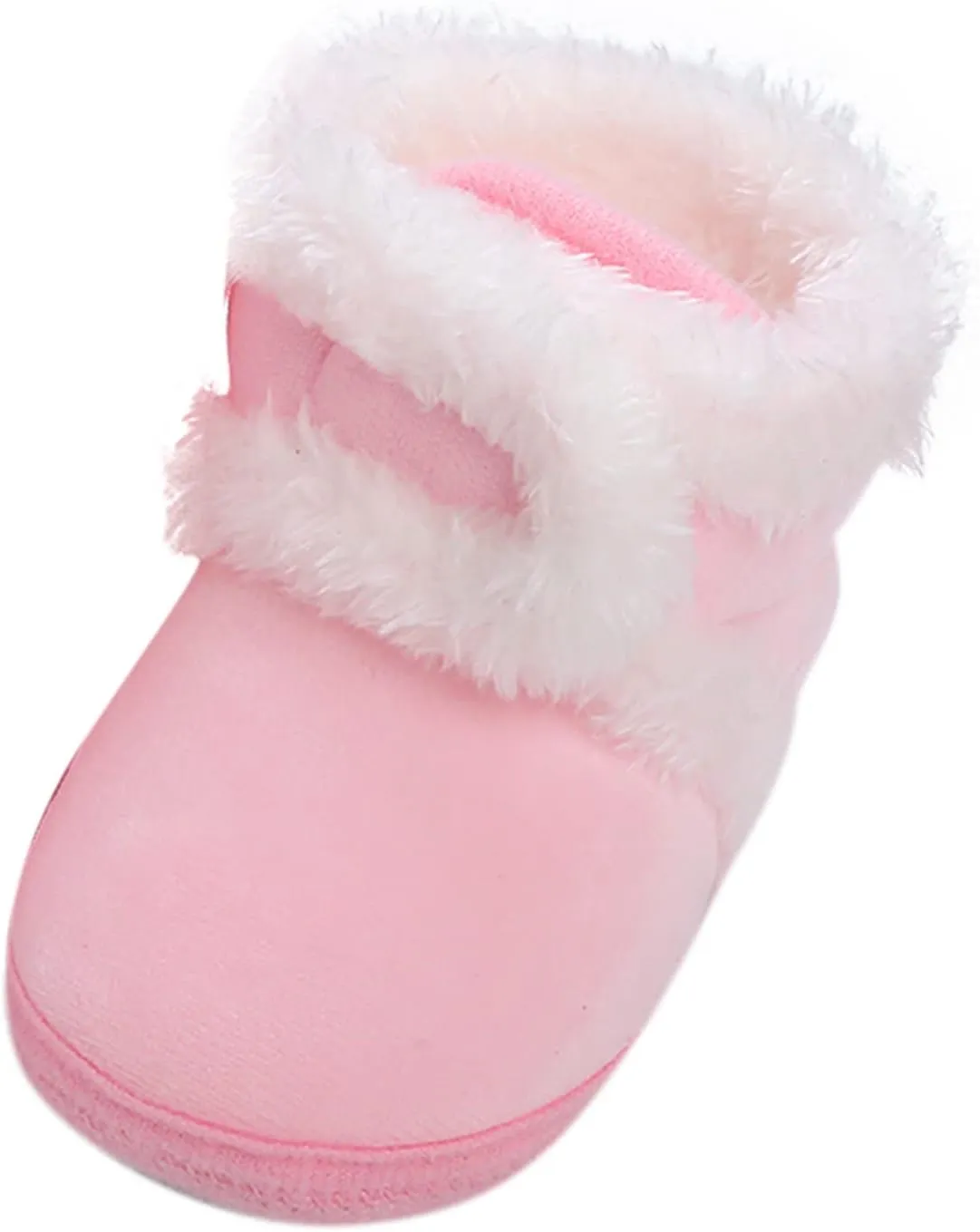 Newborn Baby Boots Ankle Snow Booties Cozy Fleece Socks Shoes with Grippers Stay On Slipper Infant Toddler Crib Shoes