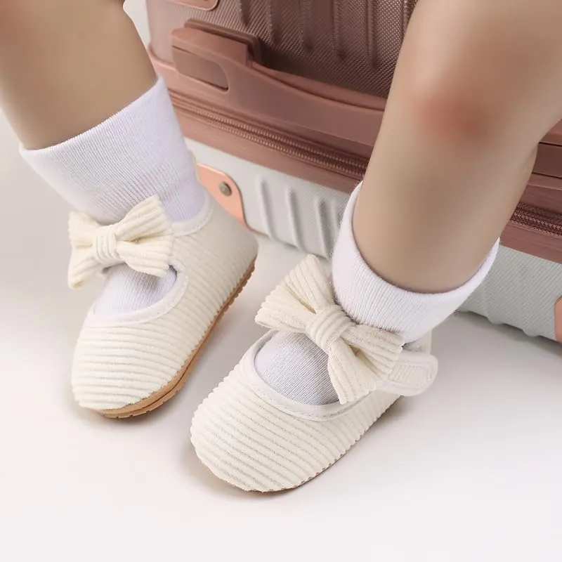 Newborn Baby Girls Dress Shoes Infant Bowknot Soft Sole Mary Jane Moccasins Baptism Christening Crib Shoes Wedding Princess Flats