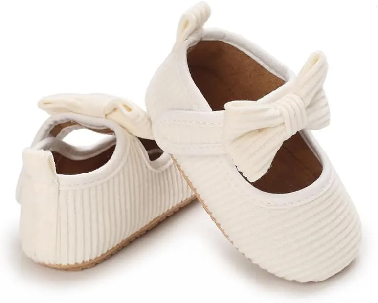 Newborn Baby Girls Dress Shoes Infant Bowknot Soft Sole Mary Jane Moccasins Baptism Christening Crib Shoes Wedding Princess Flats