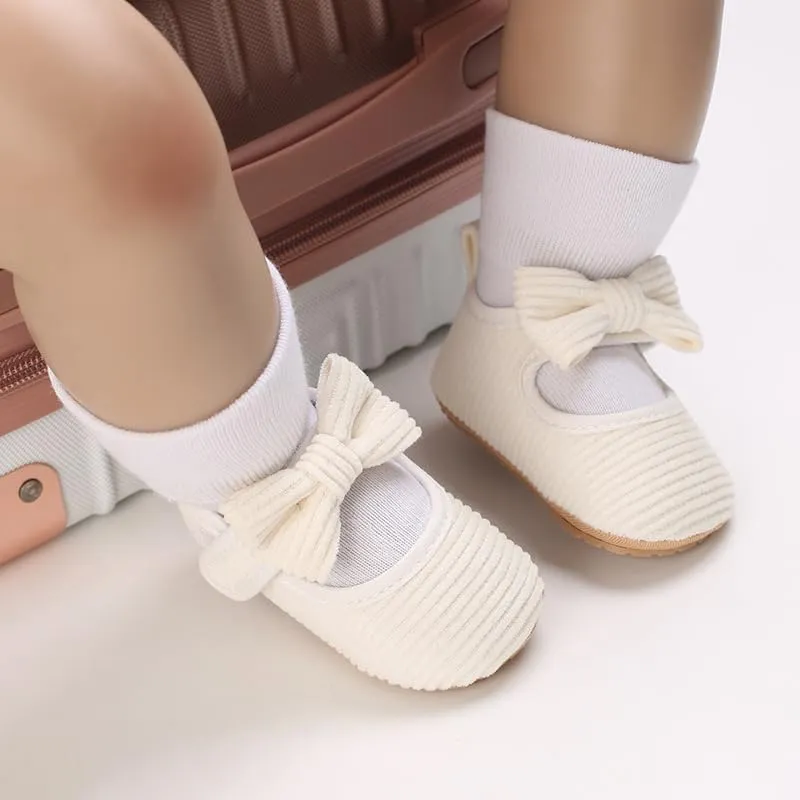Newborn Baby Girls Dress Shoes Infant Bowknot Soft Sole Mary Jane Moccasins Baptism Christening Crib Shoes Wedding Princess Flats