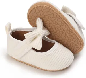Newborn Baby Girls Dress Shoes Infant Bowknot Soft Sole Mary Jane Moccasins Baptism Christening Crib Shoes Wedding Princess Flats