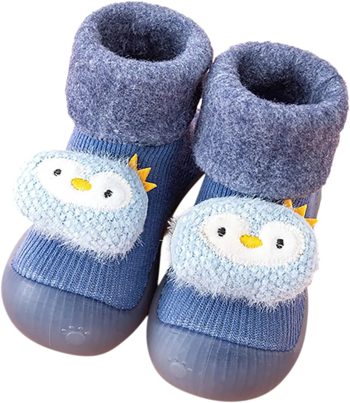 Newborn Girl Boy Sock Shoes Baby Fleece ining Soft Slippers Rubber Sole Non-Slip Cute Slip on Shoes