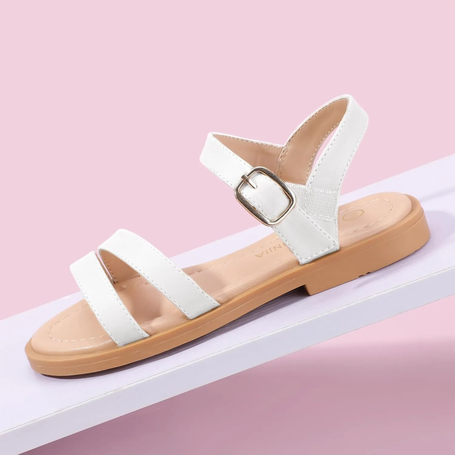 PANDANINJIA Girls Sandals Toddler Little Big Kids Kid Cute Open Toe Flats Dress Sandals Mona Summer Shoes