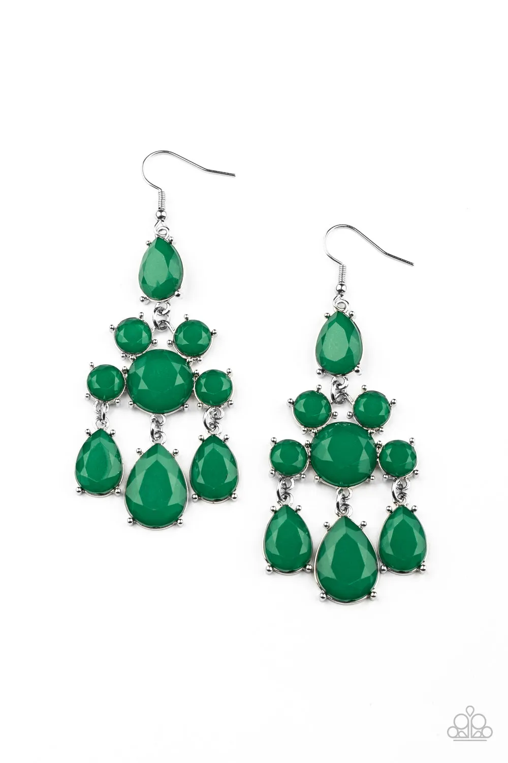 Paparazzi Afterglow Glamour - Green Earrings