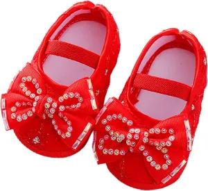 POLG Infant Baby Girls Mary Jane Soft Sole Bowknot Princess Shoes Newborn Prewalker Wedding Dress Flats Toddler