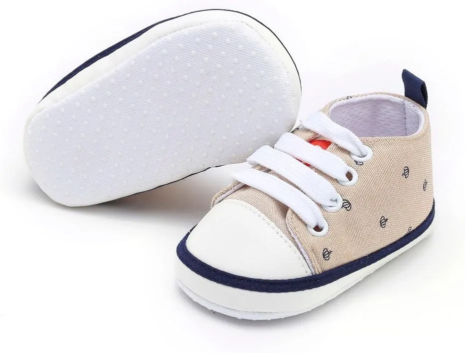 POLG Unisex Baby Boys Girls High Top Sneaker Soft Anti-Slip Sole Newborn Infant First Walkers Canvas Denim Shoes