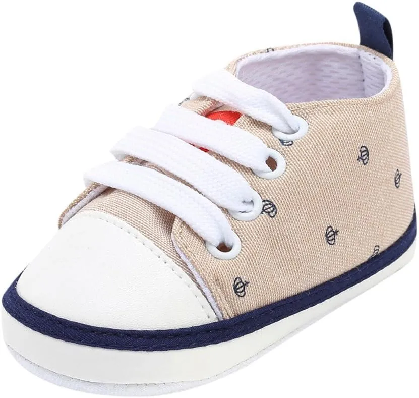 POLG Unisex Baby Boys Girls High Top Sneaker Soft Anti-Slip Sole Newborn Infant First Walkers Canvas Denim Shoes