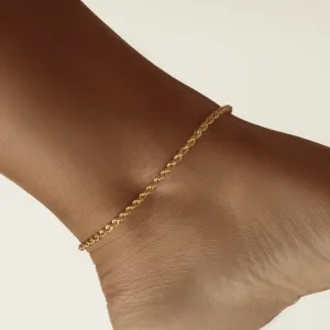 Real Gold Solid Thick Rope Chain Anklet 4 MM 2603 (28 C.M) A1325