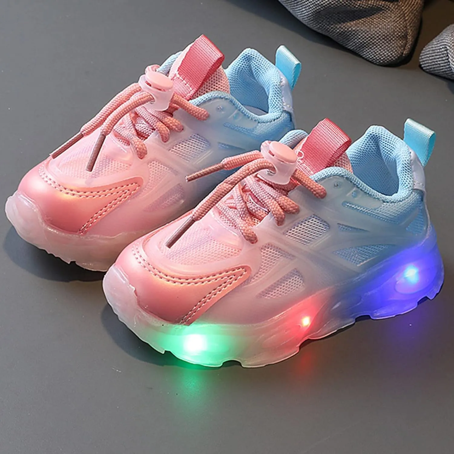 Running Shoes Toddler Light Up Gradient Shoes Kids Lightweight Non-Slip Light Sneakers Tie The Rope Sport Shoes