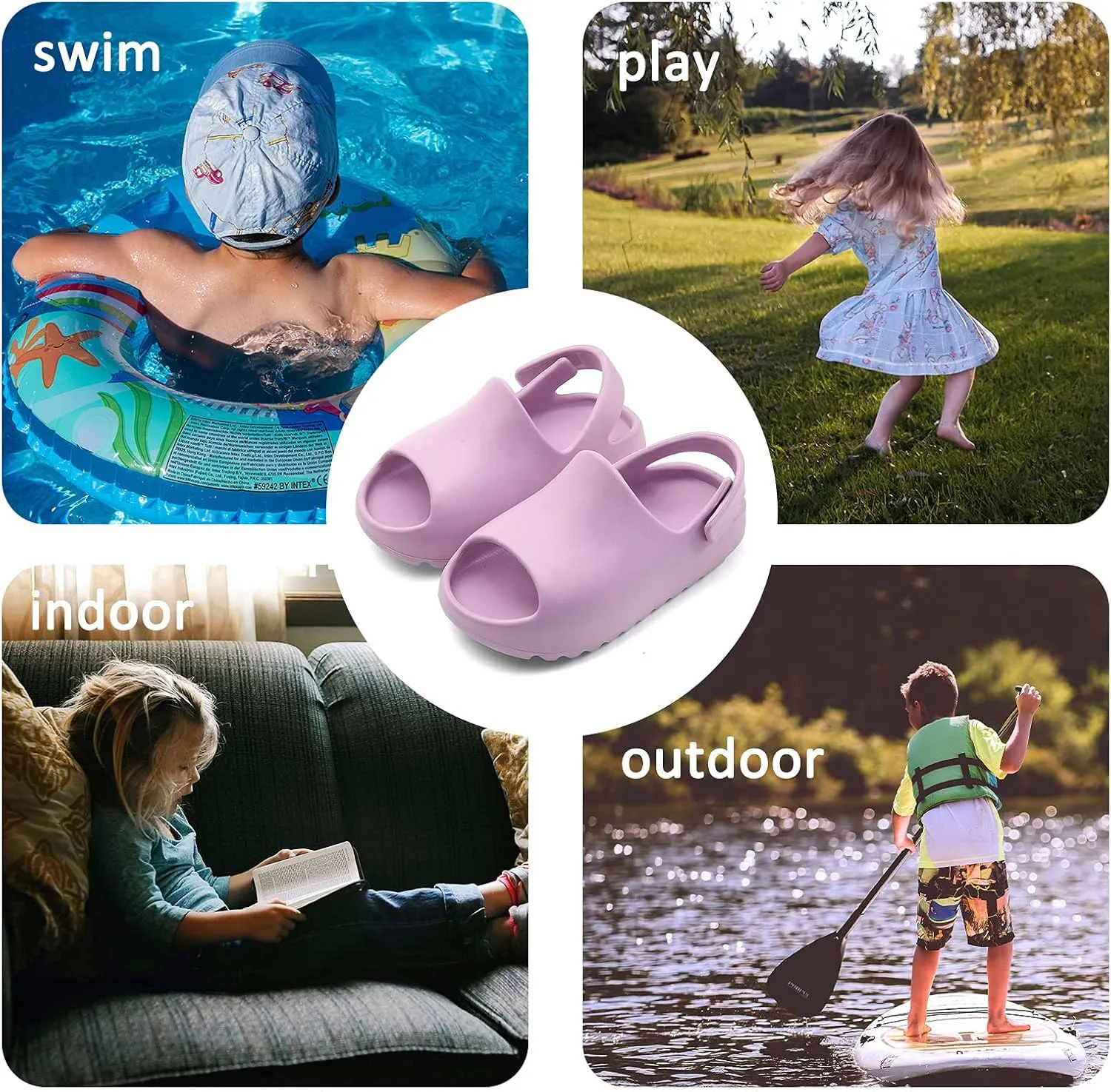 SEAUR - Toddler Little Kids Slides Sandals Girls Summer Sandals Boys Shower Anti-slip Slippers Baby Indoor Outdoor Slippers