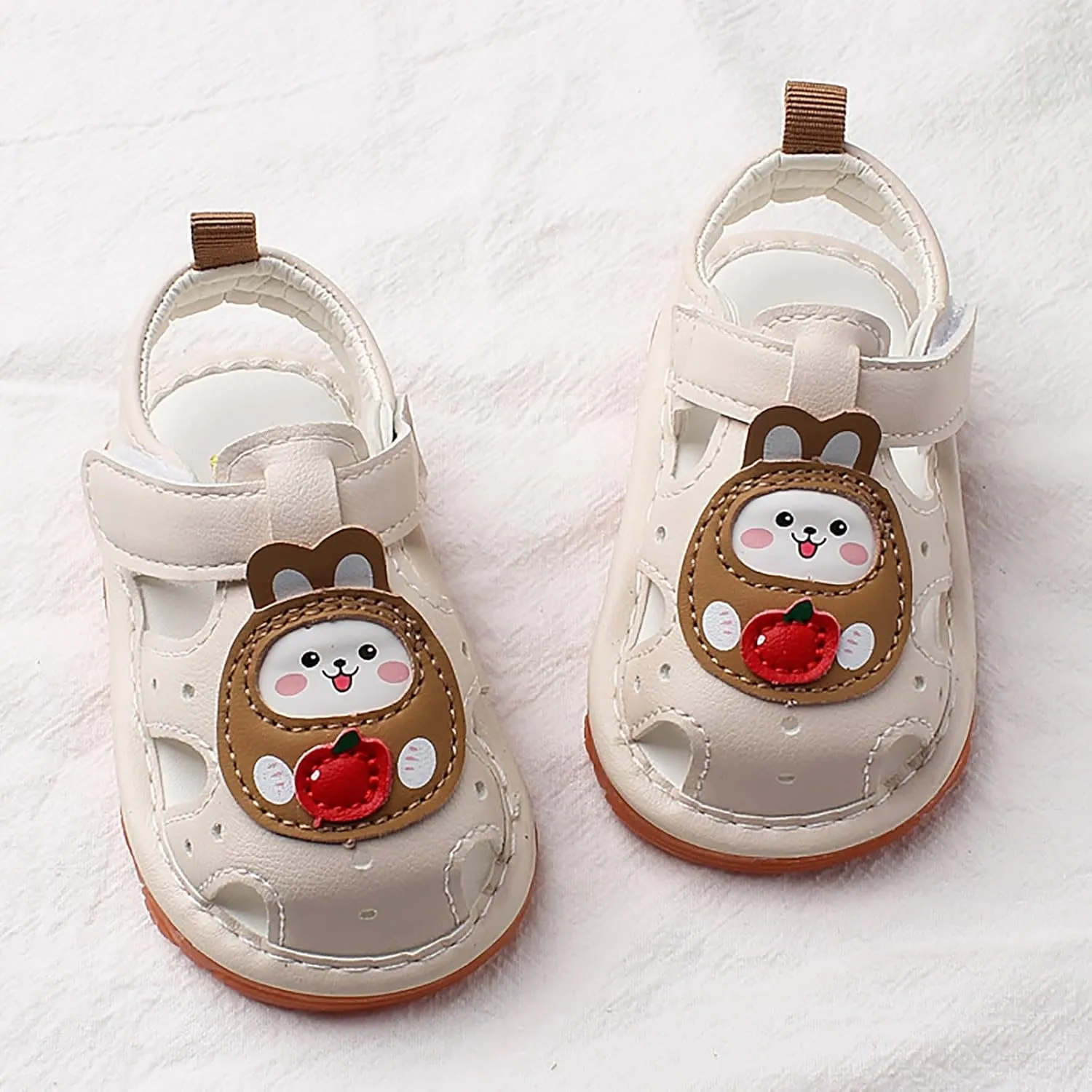 Squeaky Shoes for Infant Girls Boys Non Slip Sandals Toddler First Walkers Shoes Baby Soft Sole Closed-Toe Cute Bunny Sandals