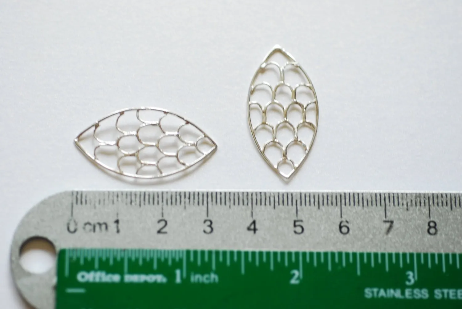 Sterling Silver Oval Filigree Charm Connector- 925 Silver Scales Charm, Silver Chandelier Earrings, Sterling Silver Open Oval Charm, 213