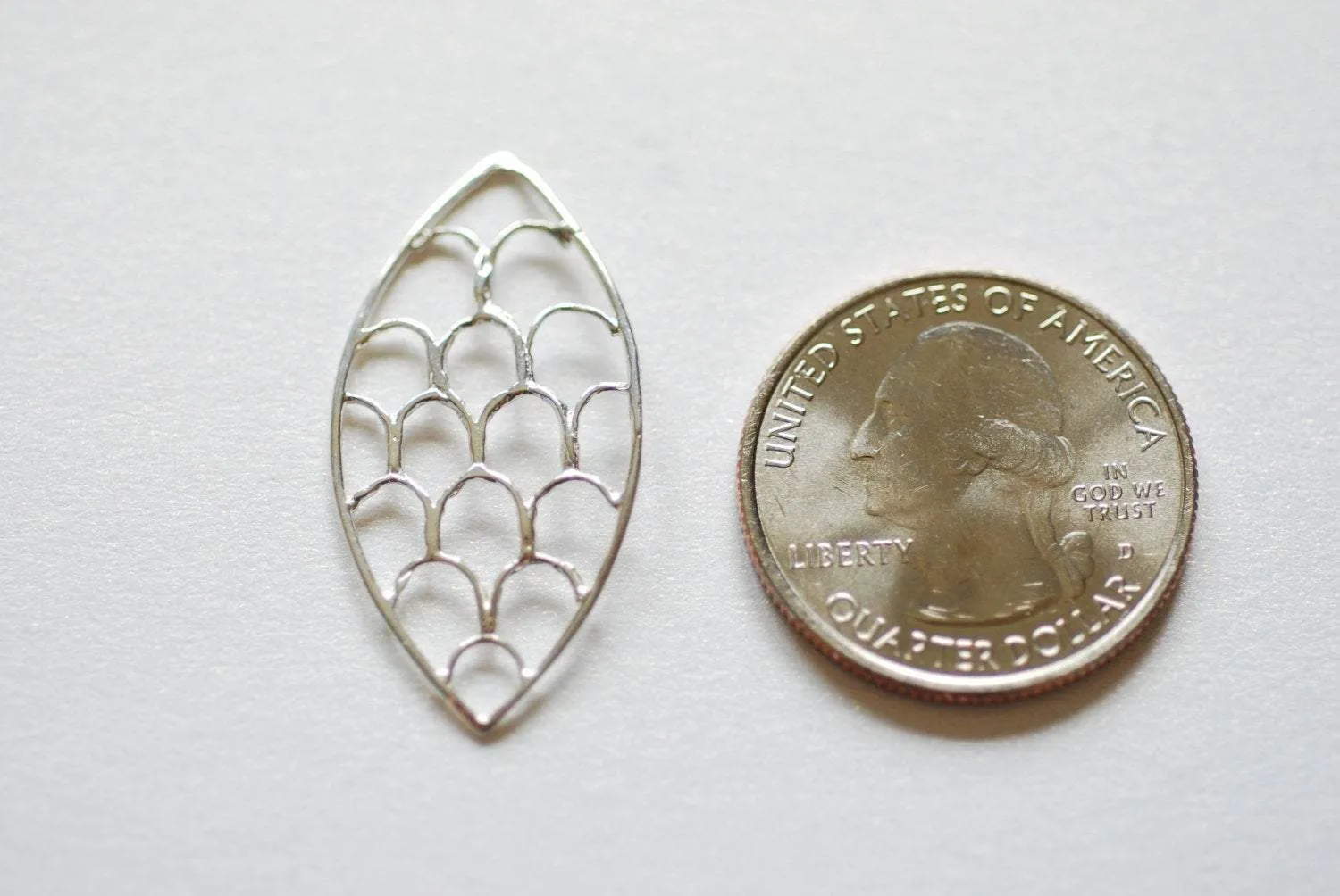 Sterling Silver Oval Filigree Charm Connector- 925 Silver Scales Charm, Silver Chandelier Earrings, Sterling Silver Open Oval Charm, 213
