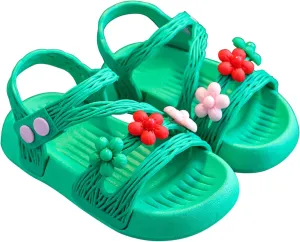 Summer Baby Kids Girls' Sandals Shoes Anti-Skid Soft Soles Small Children's Flower Decorative Princess Shoes Classic B-716 Green 13