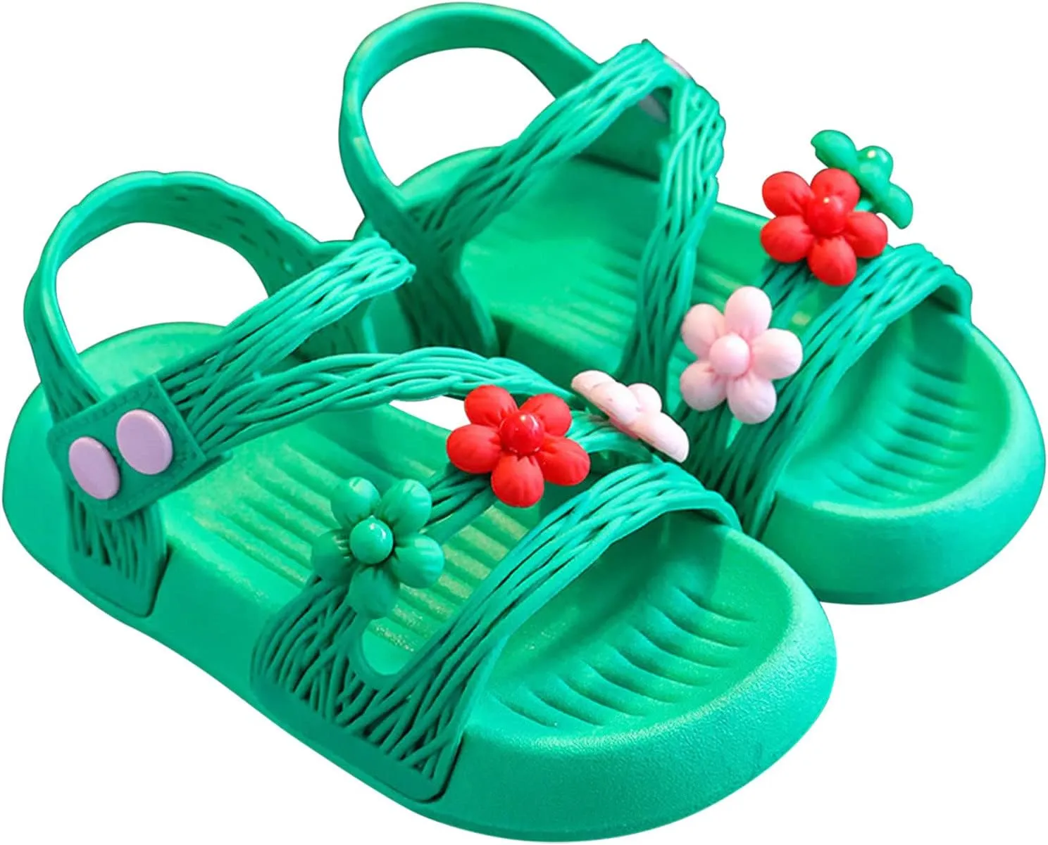 Summer Baby Kids Girls' Sandals Shoes Anti-Skid Soft Soles Small Children's Flower Decorative Princess Shoes Classic B-716 Green 13