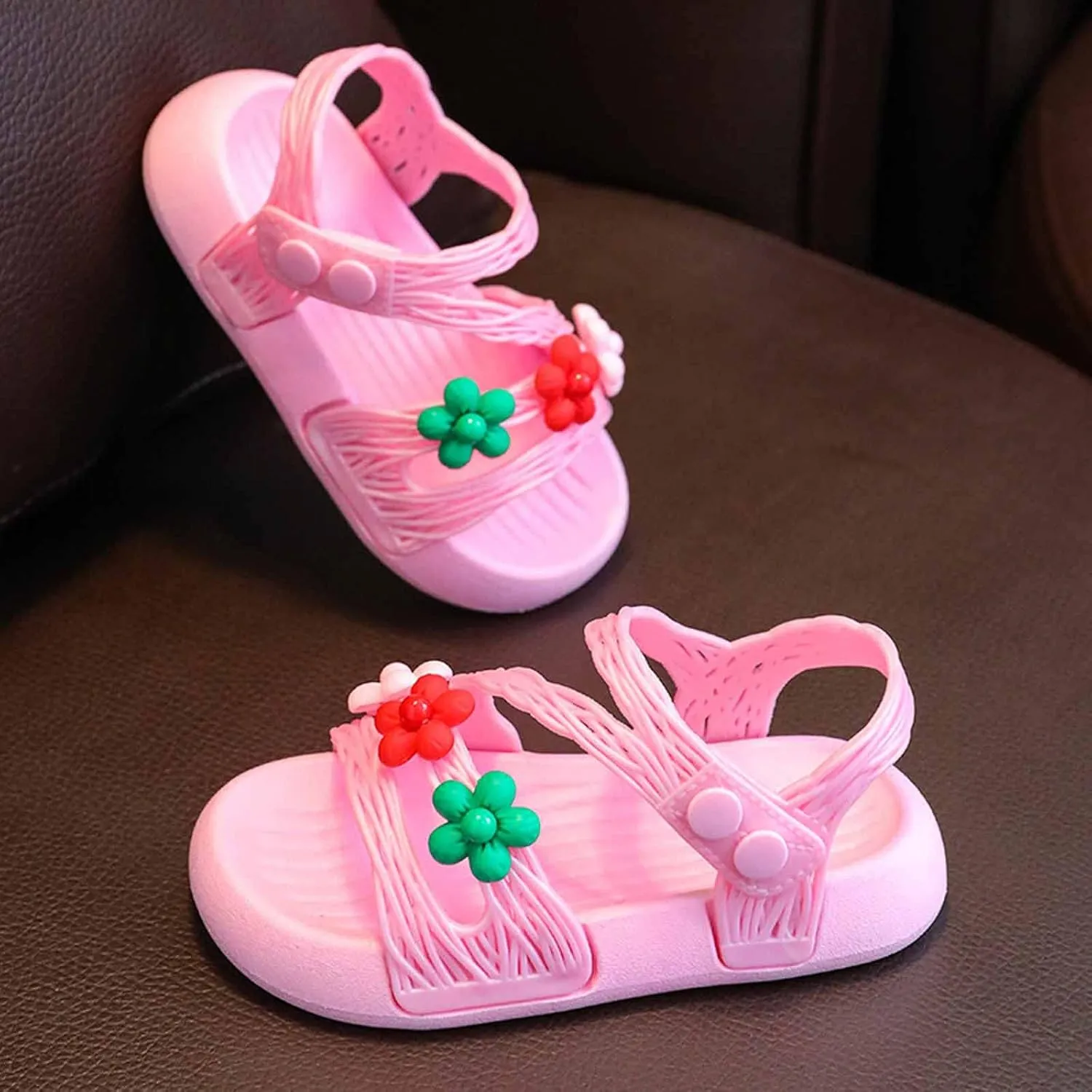 Summer Baby Kids Girls' Sandals Shoes Anti-skid Soft Soles Small Children's Flower Decorative Princess Shoes Classic