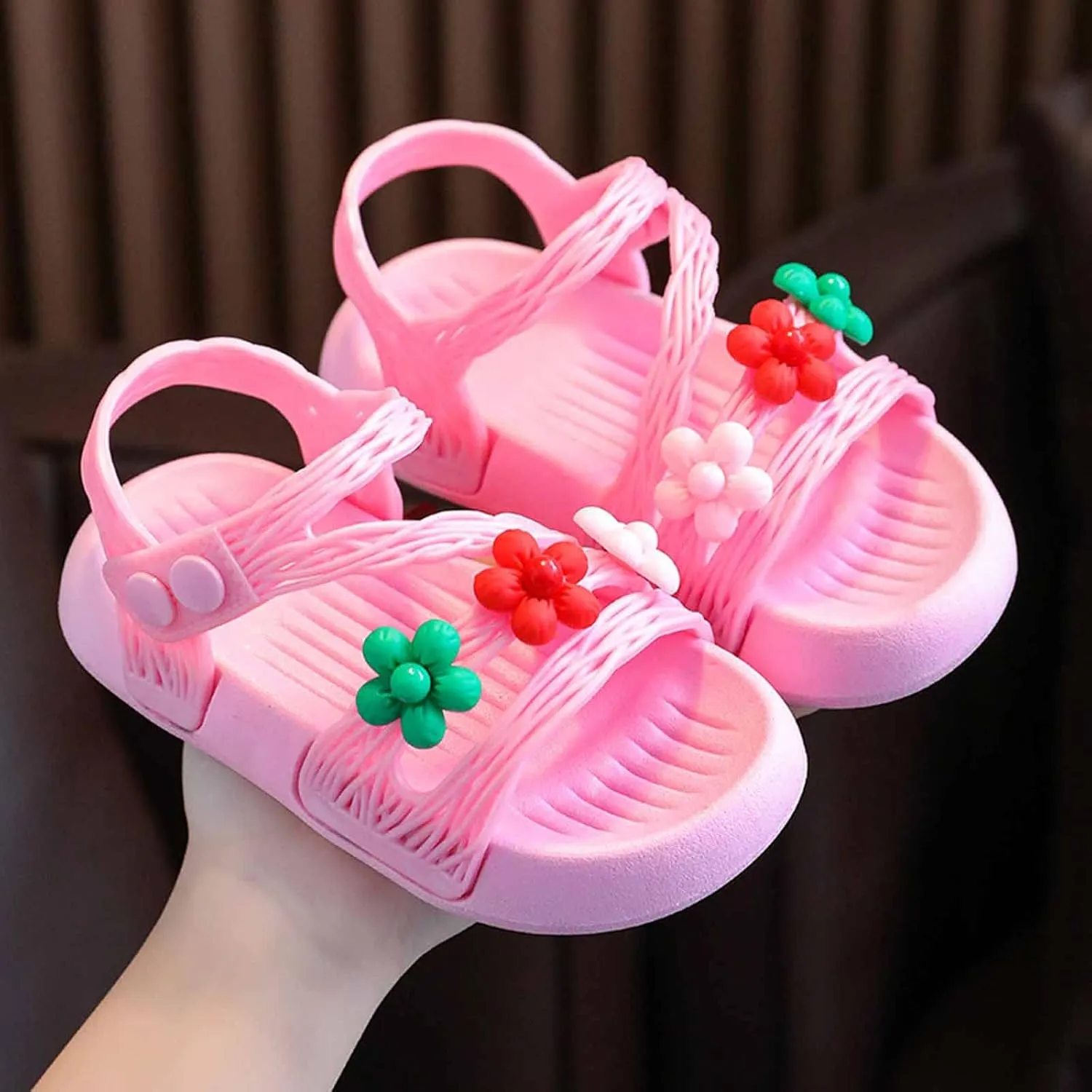 Summer Baby Kids Girls' Sandals Shoes Anti-skid Soft Soles Small Children's Flower Decorative Princess Shoes Classic