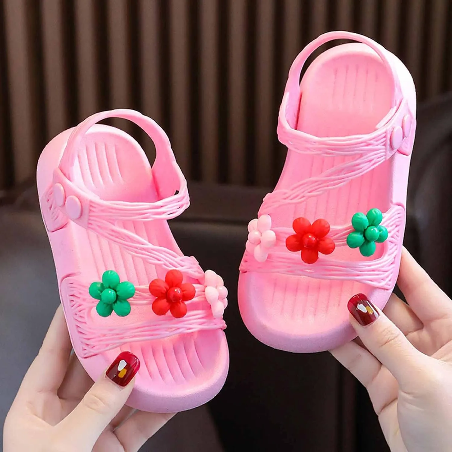 Summer Baby Kids Girls' Sandals Shoes Anti-skid Soft Soles Small Children's Flower Decorative Princess Shoes Classic
