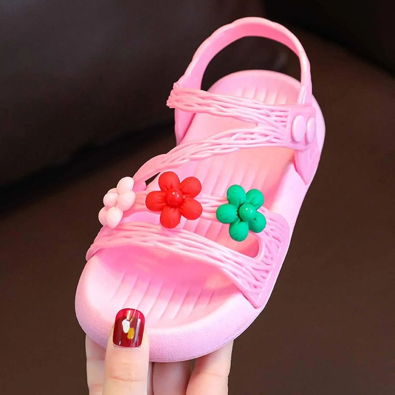 Summer Baby Kids Girls' Sandals Shoes Anti-skid Soft Soles Small Children's Flower Decorative Princess Shoes Classic
