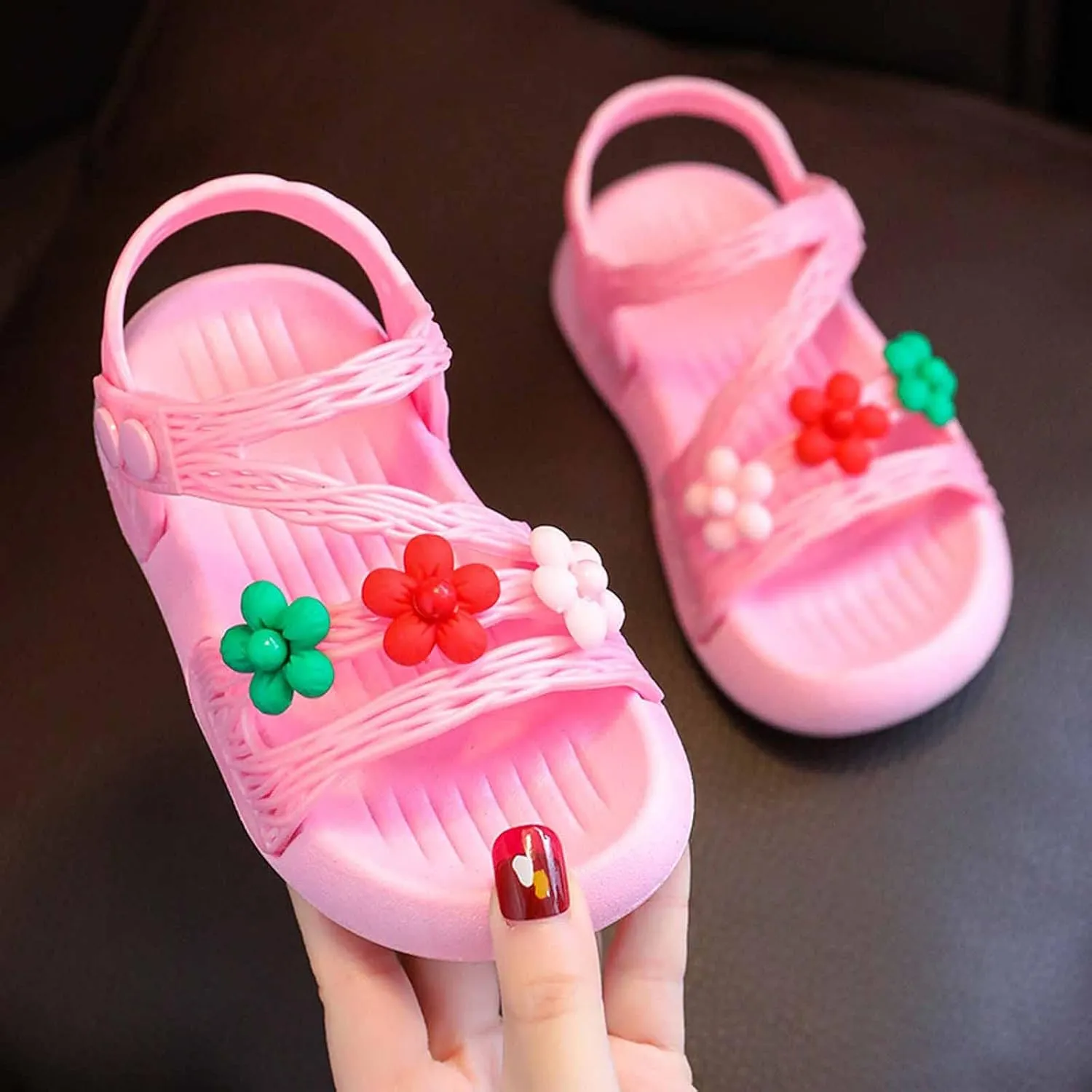 Summer Baby Kids Girls' Sandals Shoes Anti-skid Soft Soles Small Children's Flower Decorative Princess Shoes Classic