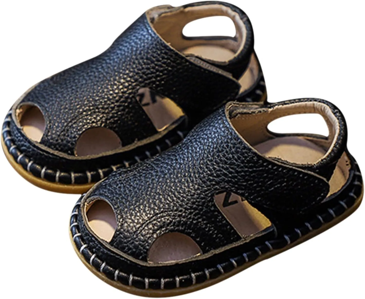 Summer Baby Sandals 0 3 Years Old Boy Toddler Shoes Soft Sole Baby Girl Leather Breathable Beach Shoes (Black, 4 Ifant)