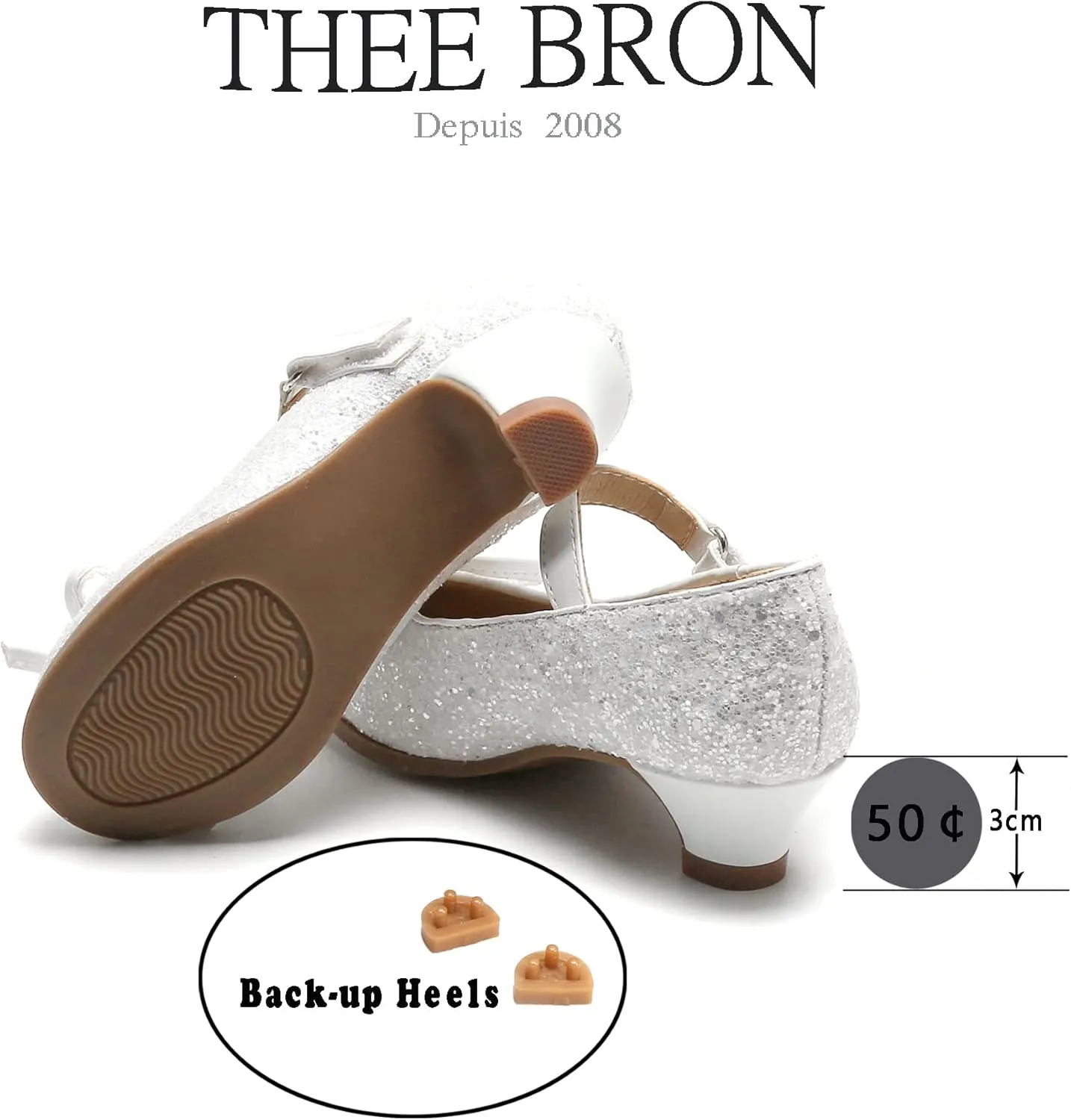 THEE BRON Girls Dress Shoes Mary Jane Heels Princess Wedding Party Pumps