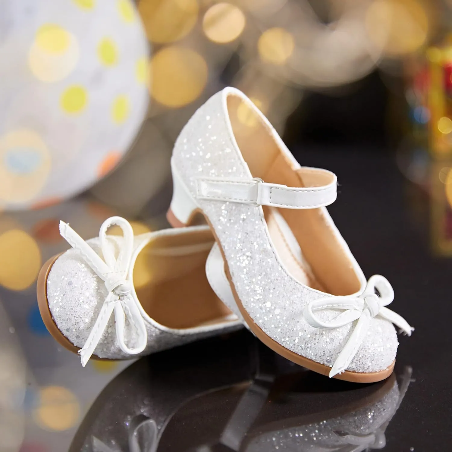 THEE BRON Girls Dress Shoes Mary Jane Heels Princess Wedding Party Pumps