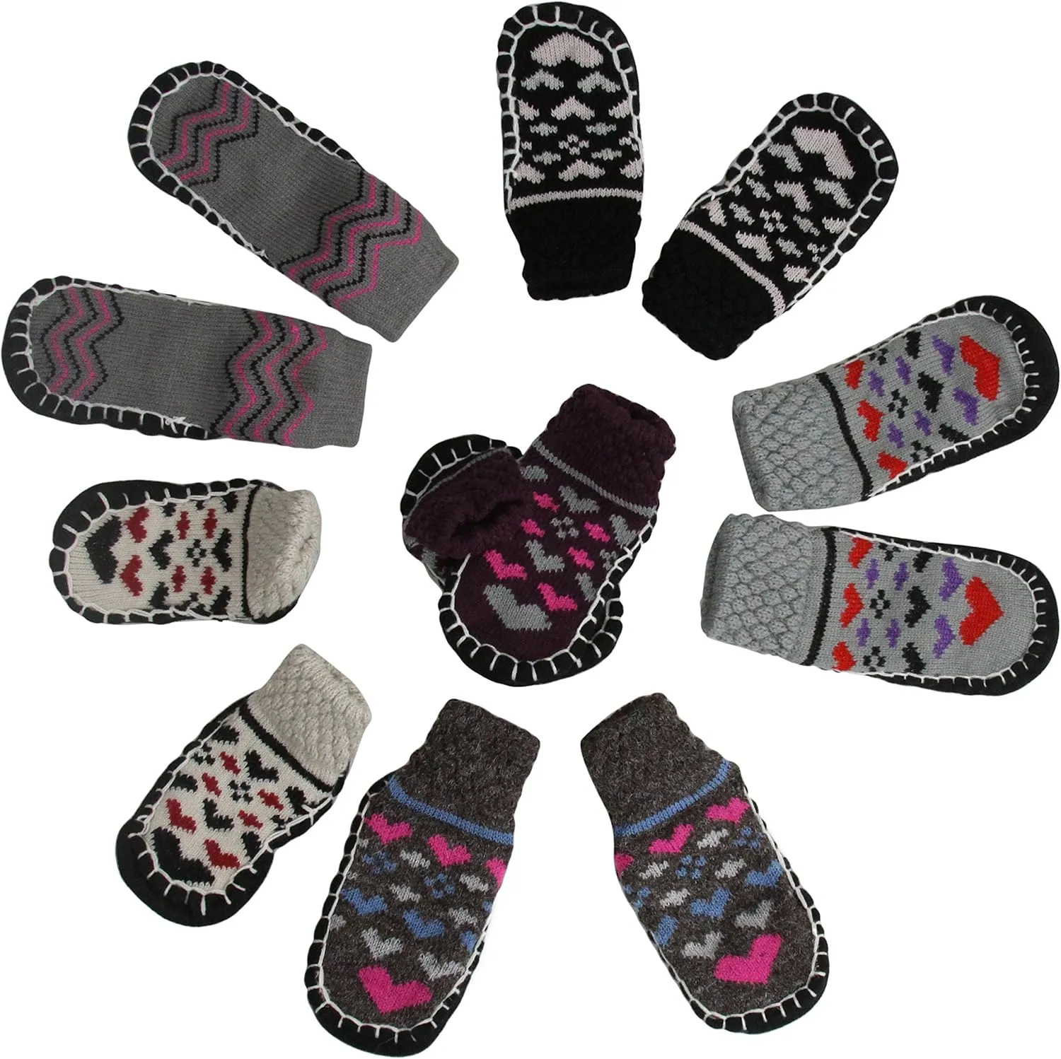 ToBeInStyle Women's Pack of 6 Heathered Bottom Grip Slipper Shoes