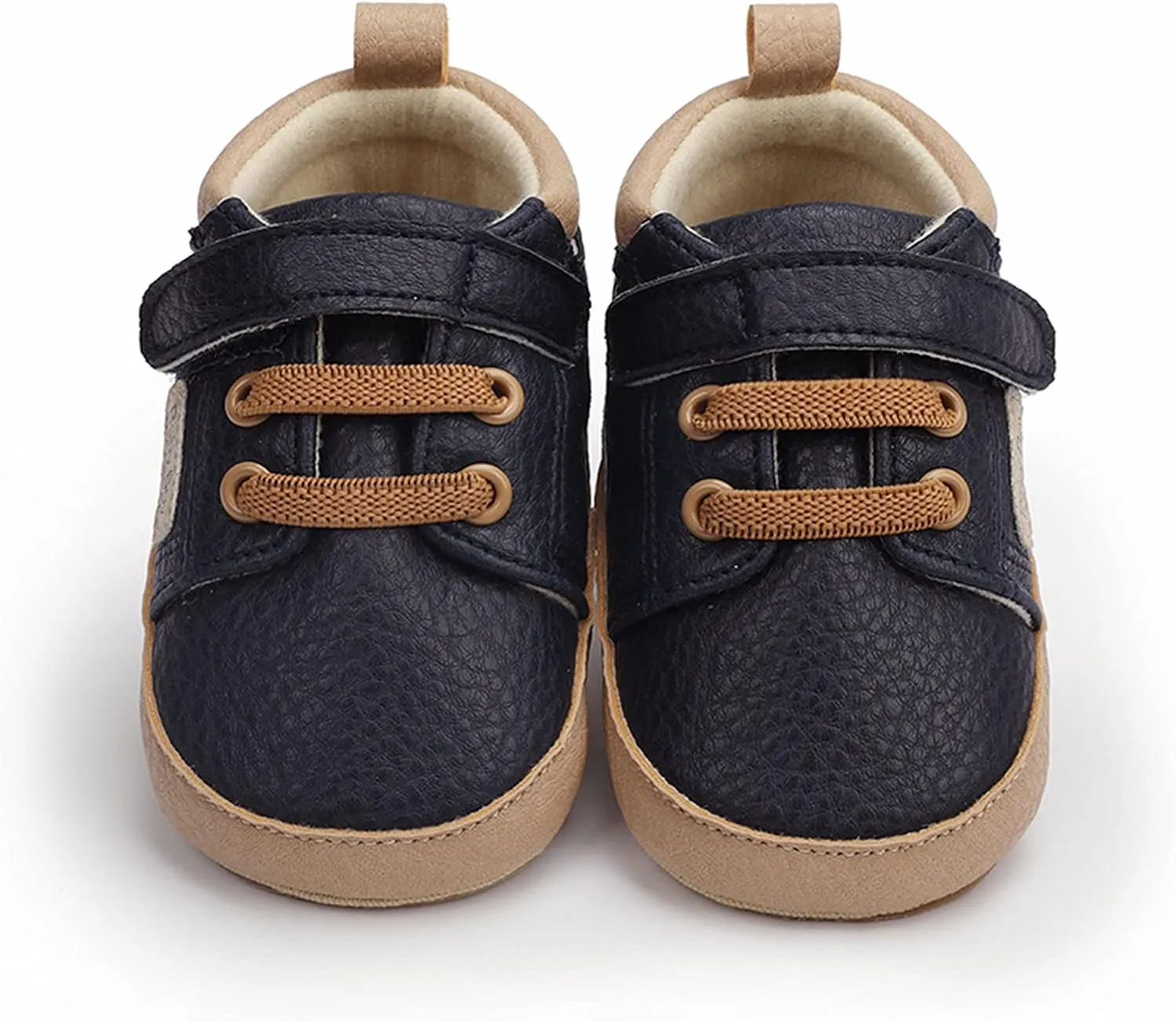 Toddler Baby Boys Girls Leather Ankle Sneakers Soft Anti-Slip Sole Infant Newborn Prewalker First Walking Crib Shoes (Blue-6#, 9-18 Months)