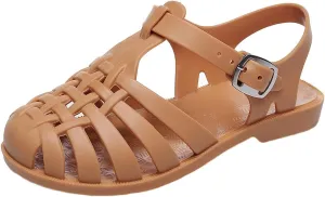 Toddler Baby Boys Girls Slip On Shoes Cute Candy Hollow Out Sandals Shoes Non-slip Soft Sole Beach Flats Sandals S-013 Brown 7