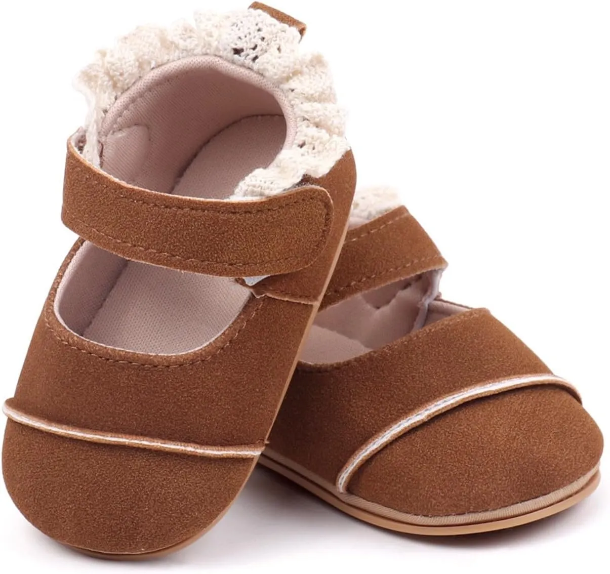 Toddler Baby Girls First Walking Dress Shoes Soft Sole Lace Hem Princess Lightweight Breathable Soft Walking Shoes