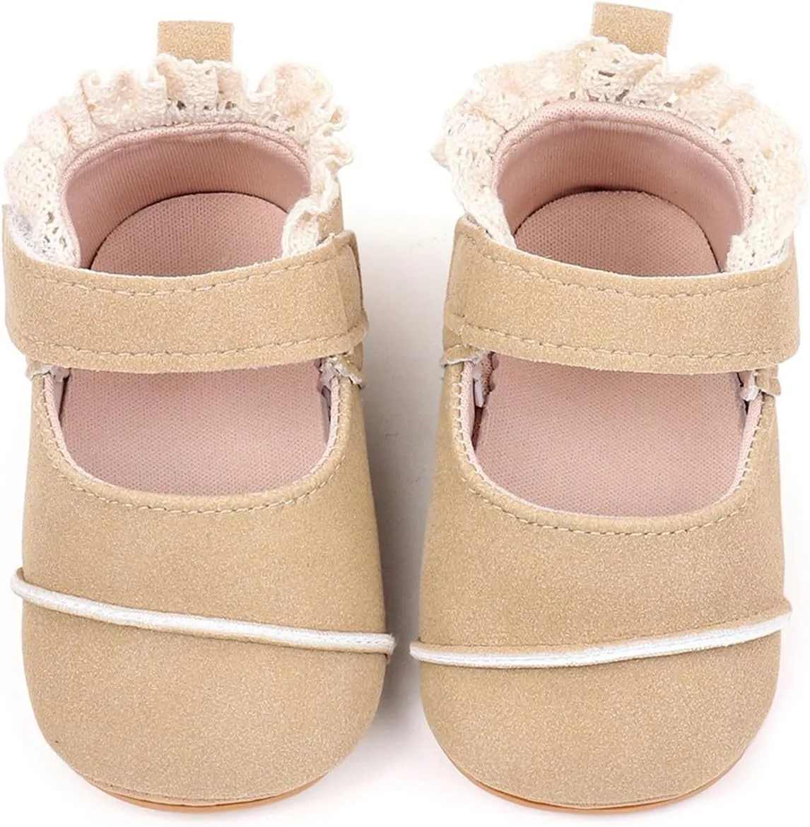 Toddler Baby Girls First Walking Dress Shoes Soft Sole Lace Hem Princess Lightweight Breathable Soft Walking Shoes