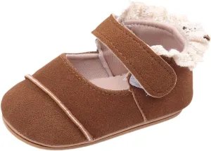 Toddler Baby Girls First Walking Dress Shoes Soft Sole Lace Hem Princess Lightweight Breathable Soft Walking Shoes