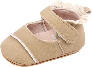Toddler Baby Girls First Walking Dress Shoes Soft Sole Lace Hem Princess Lightweight Breathable Soft Walking Shoes