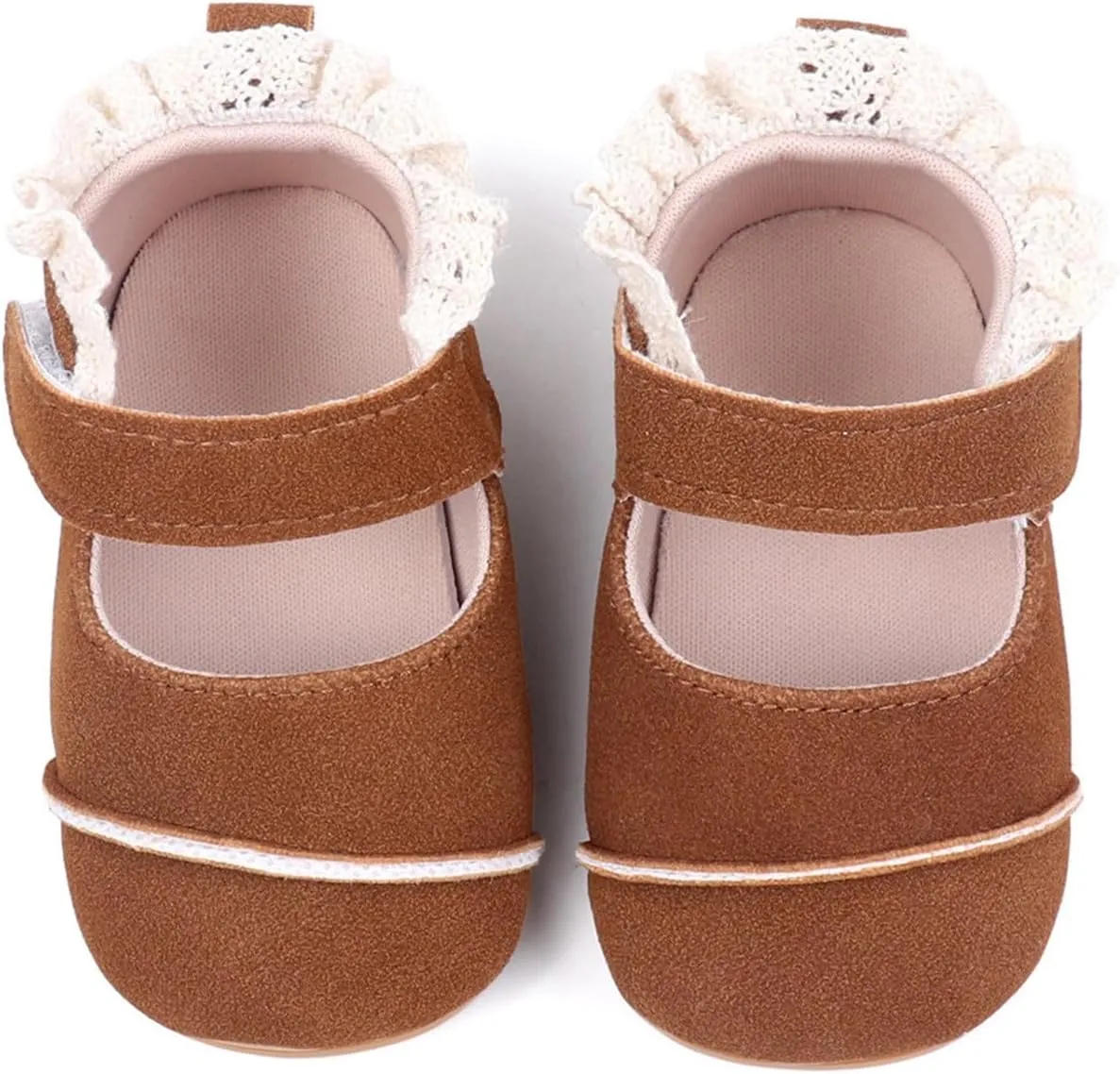 Toddler Baby Girls First Walking Dress Shoes Soft Sole Lace Hem Princess Lightweight Breathable Soft Walking Shoes