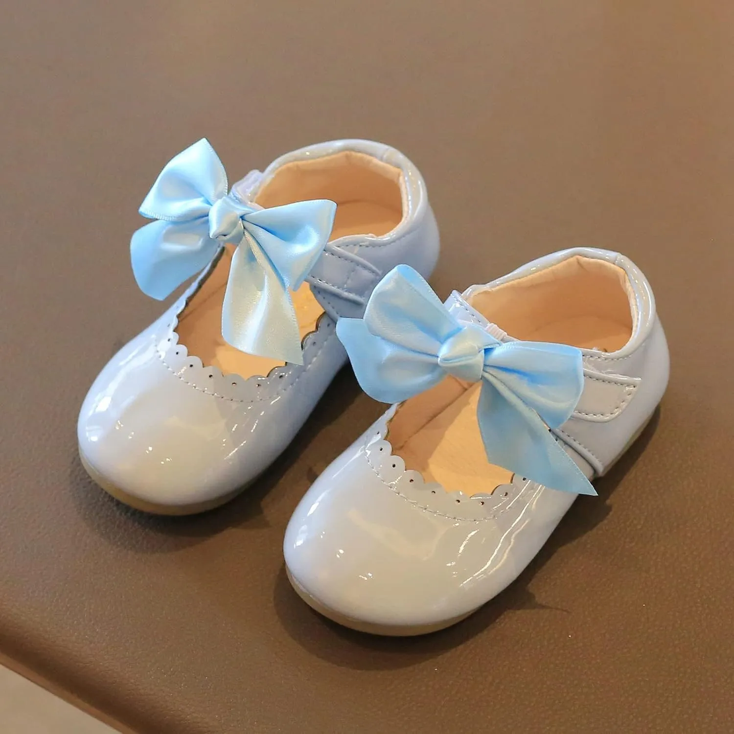 Toddler Baby Girls Mary Jane Flats Infant Newborn Walking Shoes Soft Rubber Sole Princess Wedding Dress Shoes