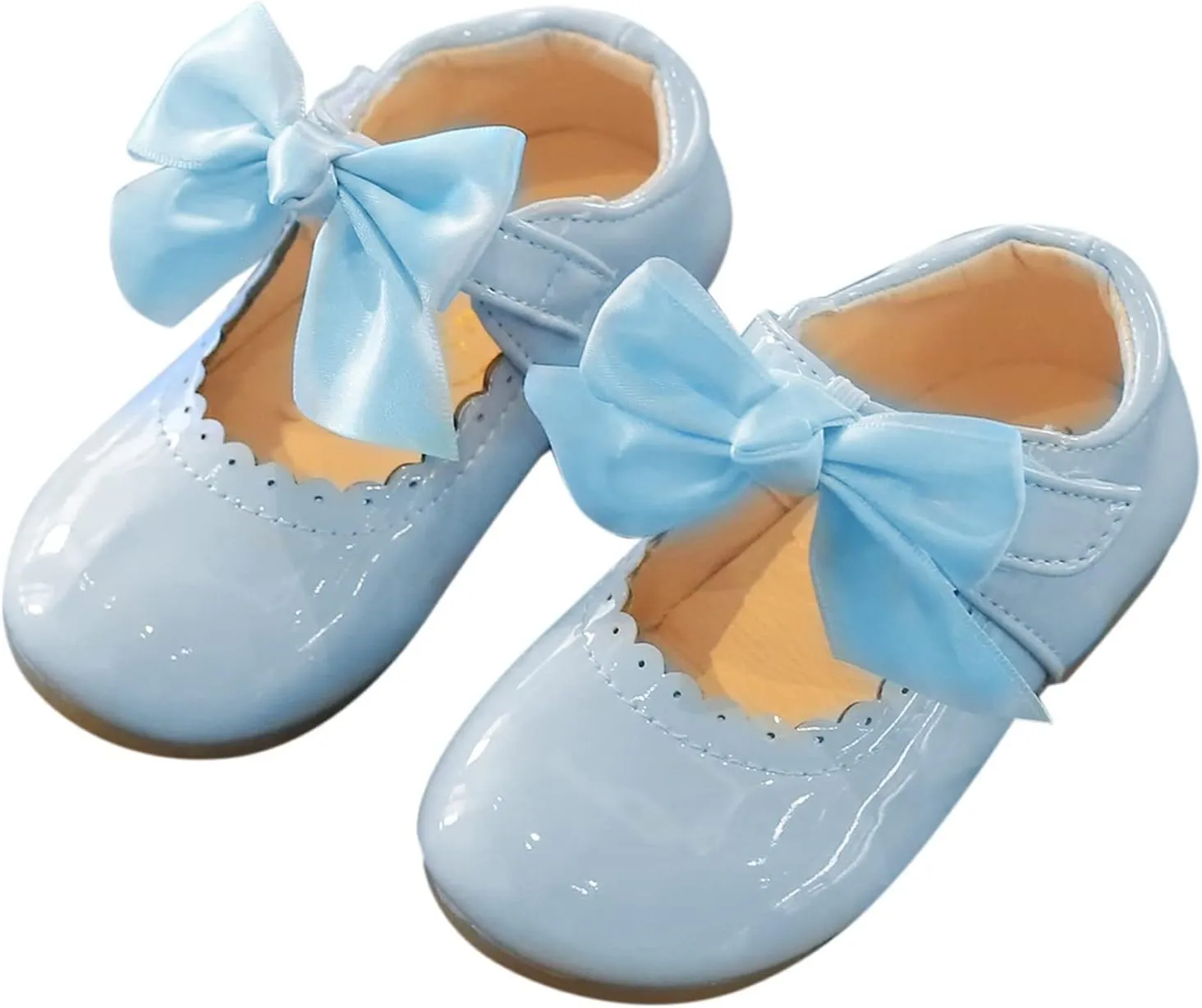 Toddler Baby Girls Mary Jane Flats Infant Newborn Walking Shoes Soft Rubber Sole Princess Wedding Dress Shoes