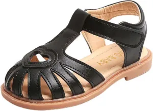Toddler Baby Girls Sandals Slip On Falts Shoes Cute Weave Hollow Out Non-slip Soft Sole Beach Sandal SHoe Comfort R-776 Black 9.5