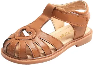 Toddler Baby Girls Sandals Slip On Falts Shoes Cute Weave Hollow Out Non-Slip Soft Sole Beach Sandal Shoe Comfort R-776 Brown 9.5