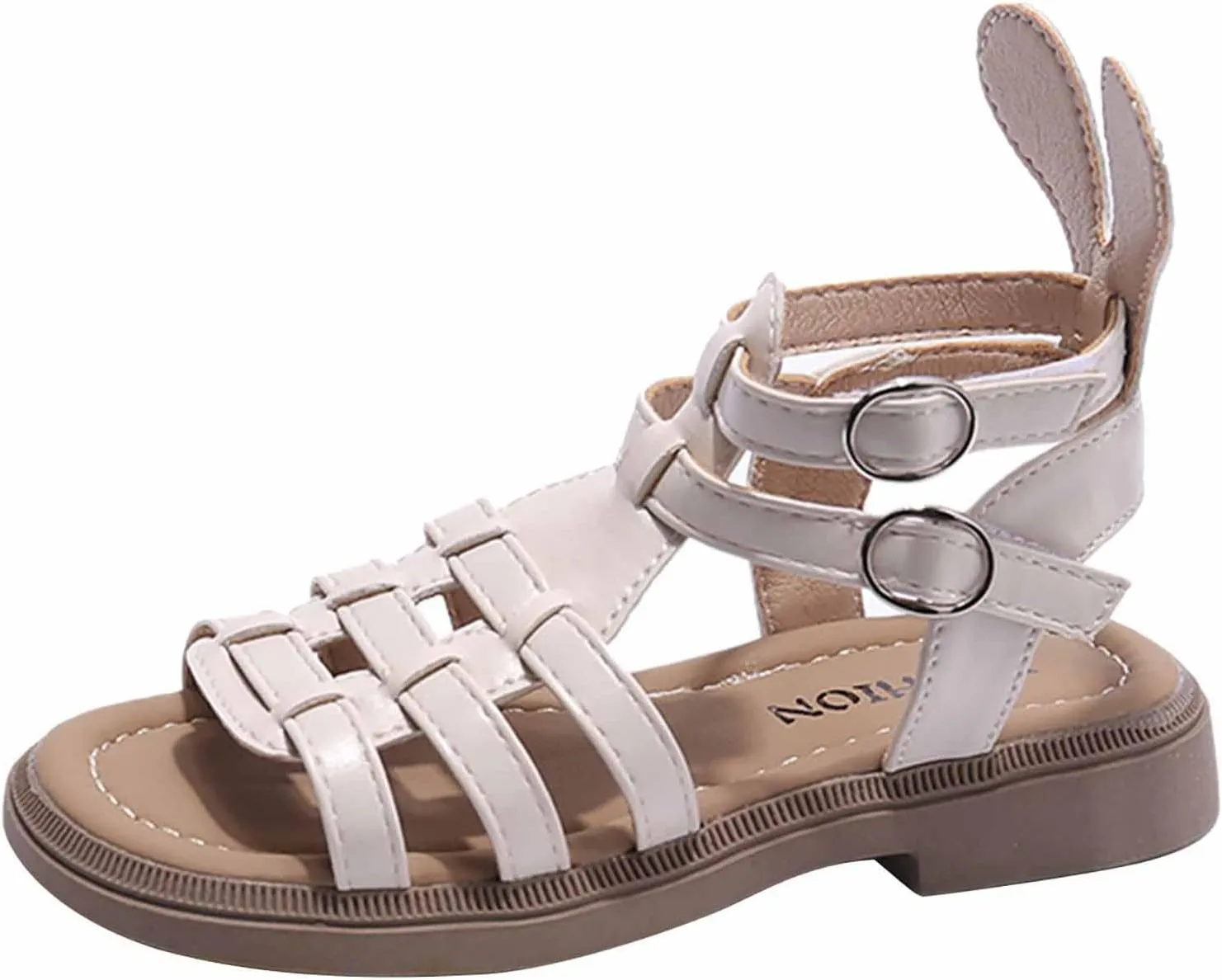 Toddler Baby Girls Sandals Slip On Falts Shoes Cute Weave Hollow Out Non-Slip Soft Sole Beach Sandal Shoe Comfort T-025 Beige 3.5
