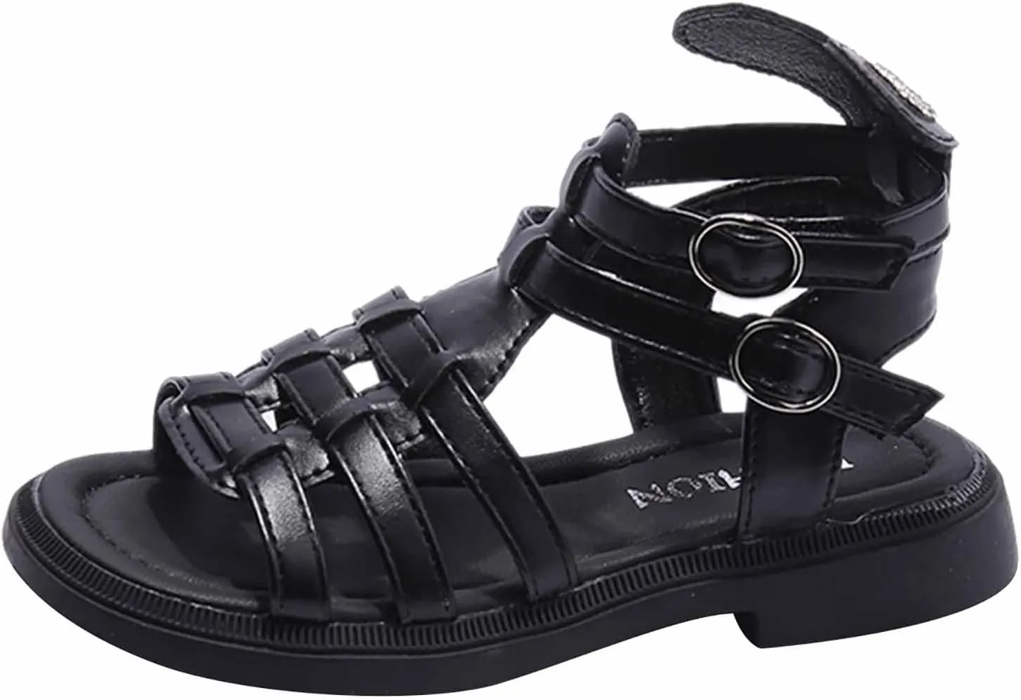 Toddler Baby Girls Sandals Slip On Falts Shoes Cute Weave Hollow Out Non-Slip Soft Sole Beach Sandal Shoe Comfort T-025 Black 13