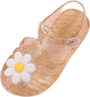 Toddler Baby Girls Shoes Slip On Cute Fruit Jelly Colors Hollow Out Non-slip Soft Sole Beach Sandals Comfy Shoes H-785 Yellow 10